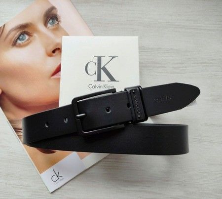Чоловічий шкіряний чорний ремінь з чорною пряжкою ck015 купити недорого в Ти Купи