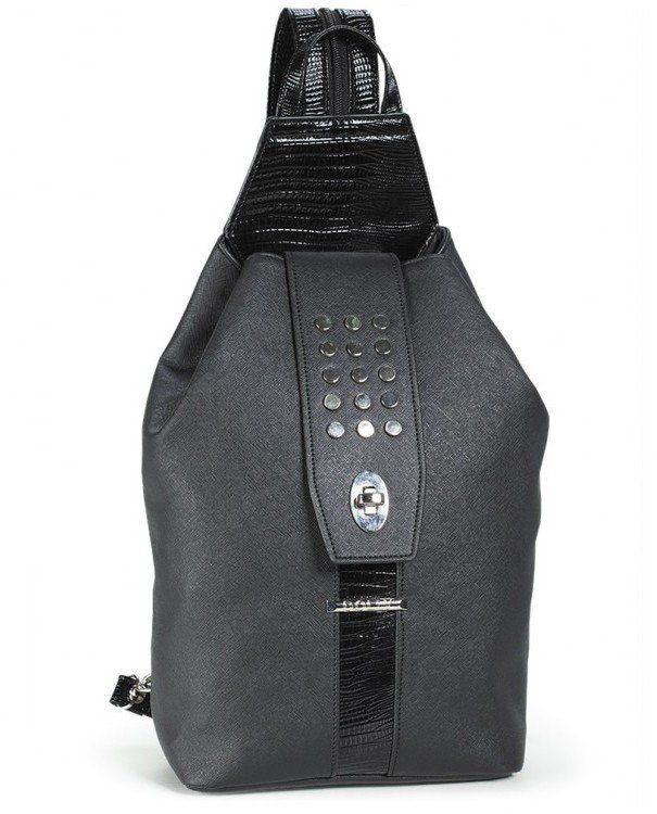 Черный - Городской женский рюкзак из кожзама Dolly 358 черный купить недорого в Ты Купи