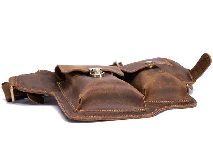 Кожаная коричневая сумка на пояс Bexhill bx2068 купити недорого в Ти Купи