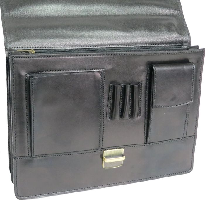 Мужской черный портфель из натуральной кожи Rovicky AWR-2 купить недорого в Ты Купи