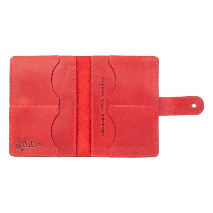 Обкладинка для паспорта зі шкіри Hi Art «Mehendi Art» PB-03S / 1 Shabby Red Berry Червоний купити недорого в Ти Купи