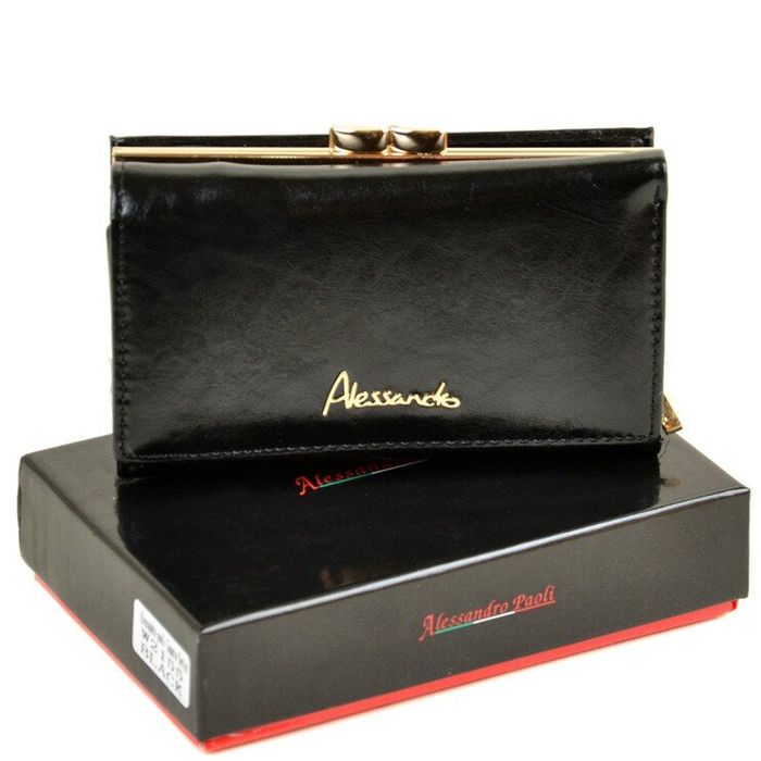 Кожаный кошелек Canarie ALESSANDRO PAOLI W2155 black купить недорого в Ты Купи