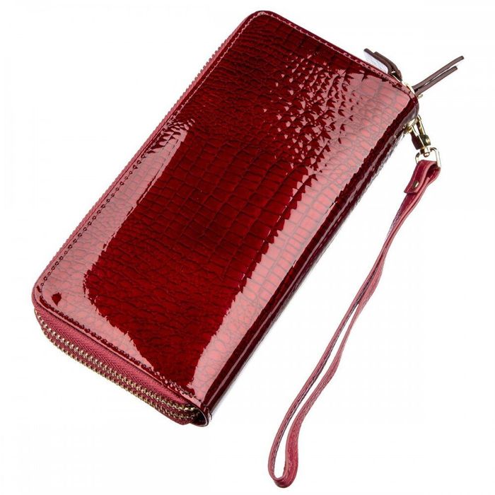 Женский бордовый кошелёк из натуральной лаковой кожи ST Leather 18907 Бордовый купить недорого в Ты Купи