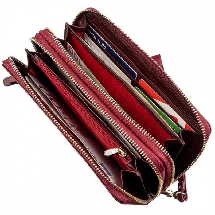 Женский бордовый кошелёк из натуральной лаковой кожи ST Leather 18907 Бордовый купить недорого в Ты Купи