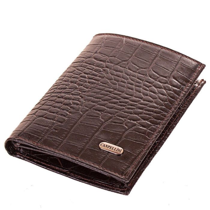 Чоловічий місткий гаманець коричневий CANPELLINI зі шкіри купити недорого в Ти Купи