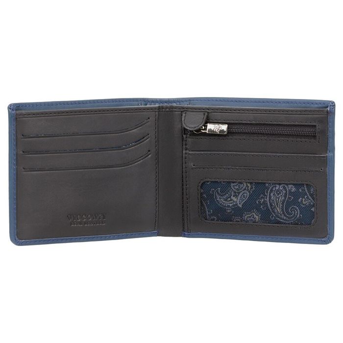 Кожаный мужской кошелек Visconti VSL33 TAP-N-GO c RFID (Steel Blue-Black) купить недорого в Ты Купи