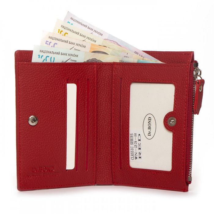 Шкіряний жіночий гаманець Classik DR. BOND WN-23-8 red купити недорого в Ти Купи