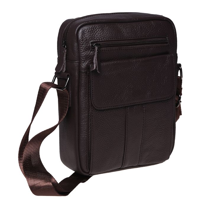 Мужская кожаная сумка Borsa Leather K18154-brown купить недорого в Ты Купи