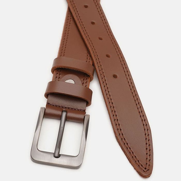 Мужской кожаный ремень Borsa Leather V1125FX41-brown купить недорого в Ты Купи