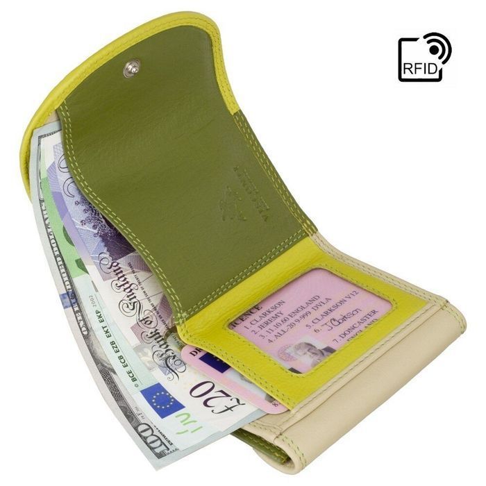 Кожаный женский кошелёк Visconti RB126 Zanzibar (Lime Multi) купить недорого в Ты Купи