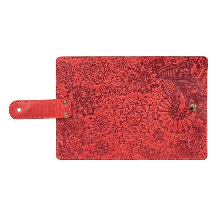 Обложка для паспорта из кожи Hi Art «Mehendi Art» PB-03S/1 Shabby Red Berry Красный купить недорого в Ты Купи