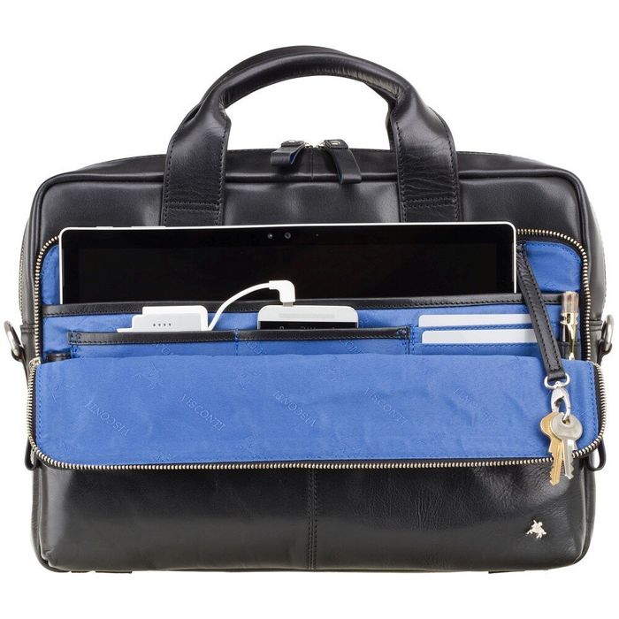 Мужская кожаная сумка с RFID защитой Visconti ml31 blk купить недорого в Ты Купи