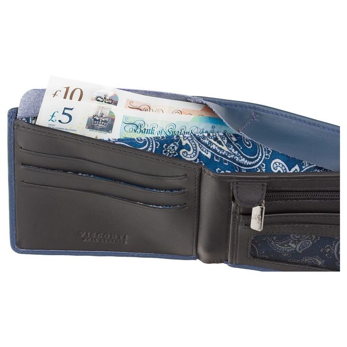 Кожаный мужской кошелек Visconti VSL33 TAP-N-GO c RFID (Steel Blue-Black) купить недорого в Ты Купи