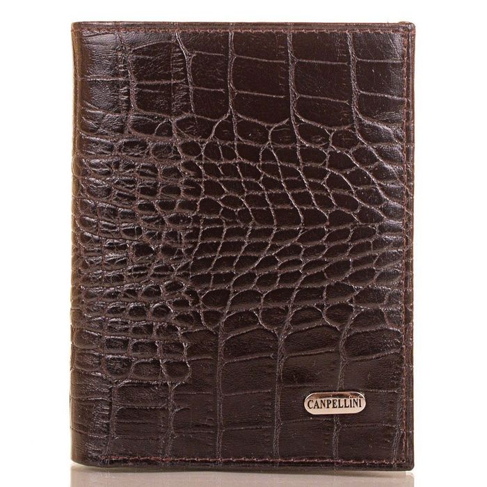 Чоловічий місткий гаманець коричневий CANPELLINI зі шкіри купити недорого в Ти Купи
