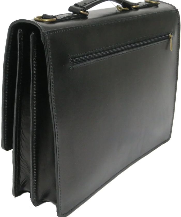 Чоловічий чорний портфель з натуральної шкіри Rovicky AWR-2 купити недорого в Ти Купи