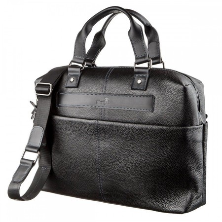 Мужская чёрная кожаная сумка для ноутбука SHVIGEL 11243 купить недорого в Ты Купи