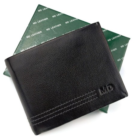 Мужской кожаный кошелек-зажим на магнитах MD Leather MD-555-12A (JZ6733) черный купить недорого в Ты Купи