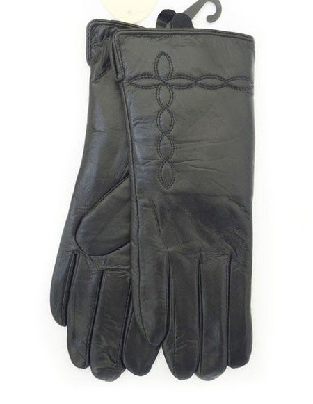 8 - Акуратні чорні жіночі рукавички з натуральної шкіри купити недорого в Ти Купи