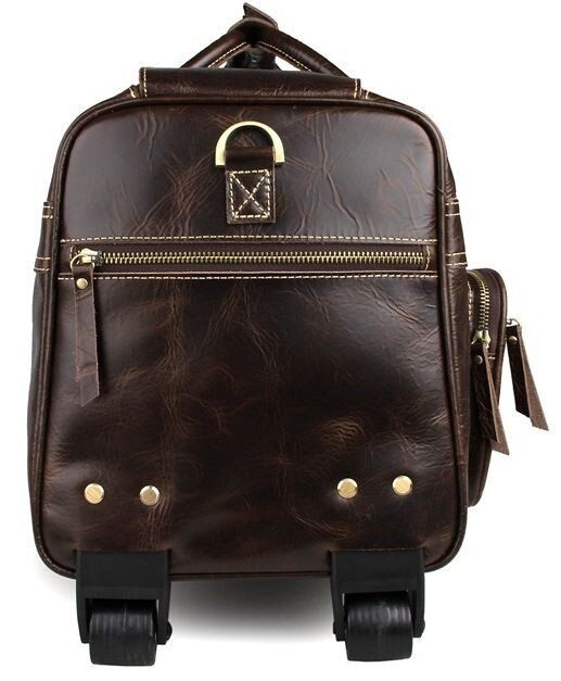 Дорожная кожаная сумка на колесах Vintage 14253 Темно-коричневый купить недорого в Ты Купи