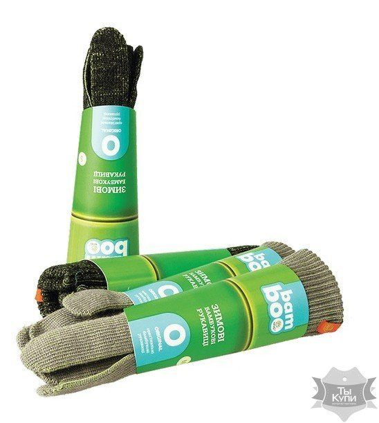 M - Зимние бамбуковые эко перчатки ORIGINAL BAMBOO черно-зеленые купить недорого в Ты Купи