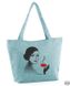 Женская сумка из ткани для отдыха «Девушка с кофе» бирюзовая купить недорого в Ты Купи