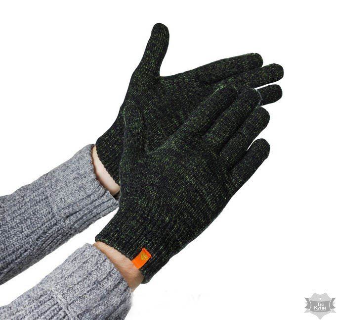 M - Зимние бамбуковые эко перчатки ORIGINAL BAMBOO черно-зеленые купити недорого в Ти Купи