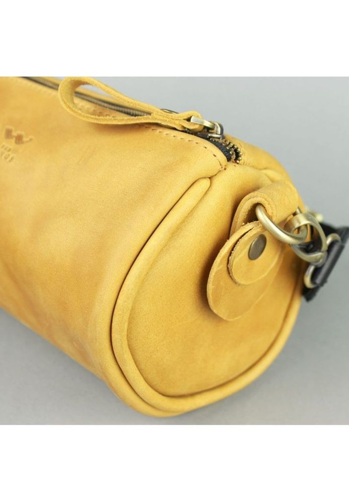 Кожаная поясная сумка/ кроссбоди Cylinder желтая винтажная TW-CILINDR-YELL-CRZ купить недорого в Ты Купи