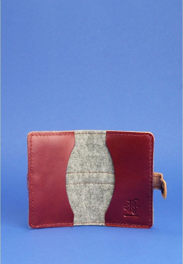 Фетровый женский кард-кейс BlankNote 6.1 с кожаными бордовыми вставками - BN-KK-6-1-FELT-VIN купить недорого в Ты Купи
