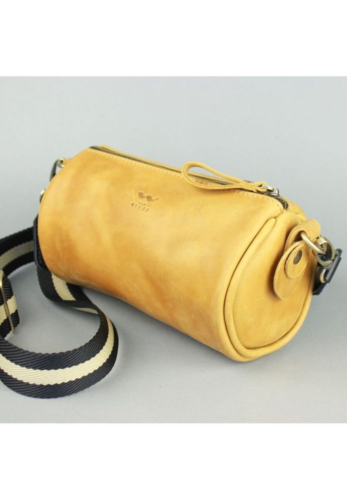 Кожаная поясная сумка/ кроссбоди Cylinder желтая винтажная TW-CILINDR-YELL-CRZ купить недорого в Ты Купи