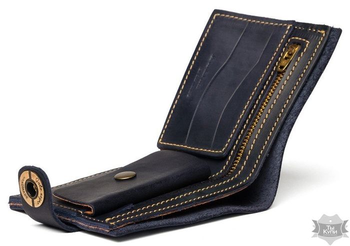 Чоловічий гаманець ручної роботи Gato Negro Classic синій купити недорого в Ти Купи