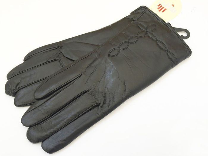 Аккуратные черные женские перчатки из натуральной кожи L купить недорого в Ты Купи