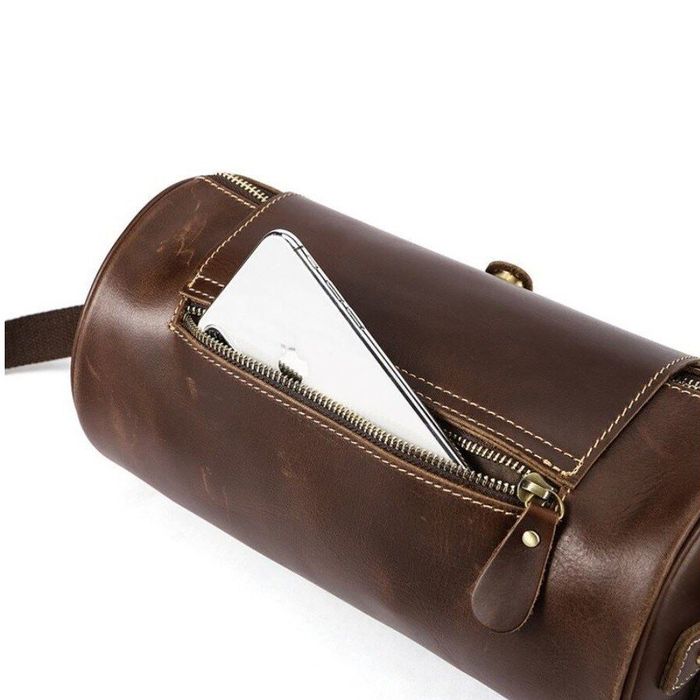Закругленная мужская сумка из кожи Vintage 14694 Коричневый купить недорого в Ты Купи