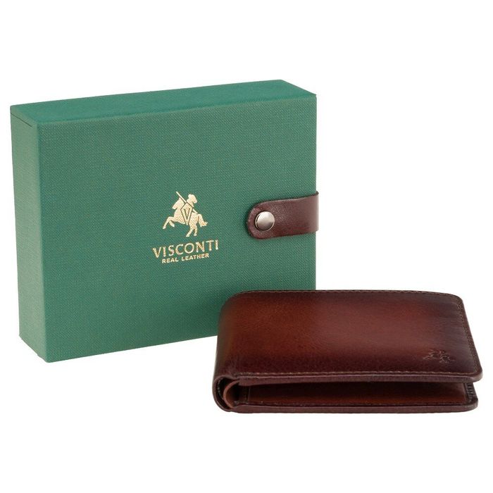 Кожаный мужской кошелек Visconti AT58 Milo c RFID (Burnish Tan) купить недорого в Ты Купи