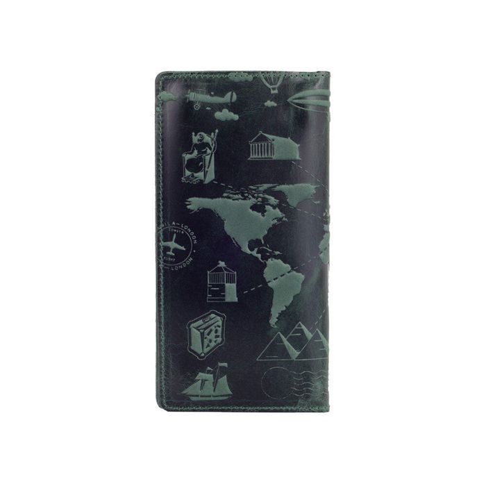Шкіряний гаманець Hi Art WP-02 Shabby Alga 7 wonders of the world Синій купити недорого в Ти Купи
