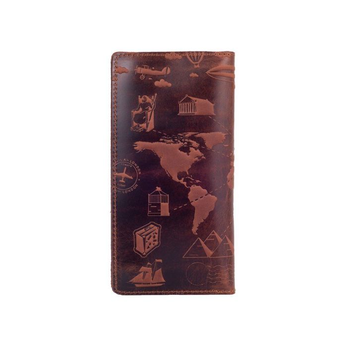 Кожаный бумажник Hi Art WP-05 7 wonders of the world коричневый Коричневый купить недорого в Ты Купи