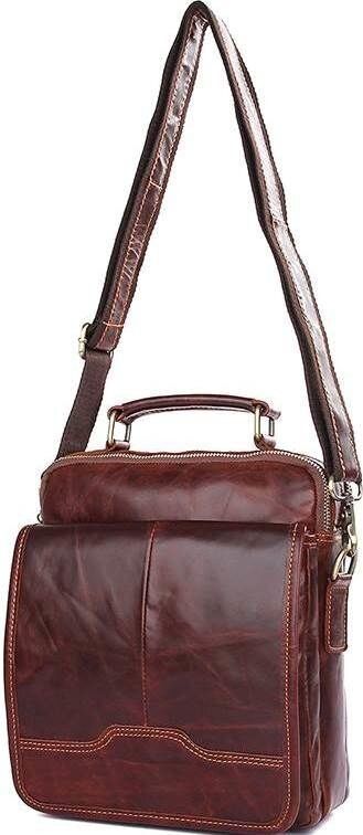 Чоловіча шкіряна сумка Vintage 14550 Темно-коричневий купити недорого в Ти Купи