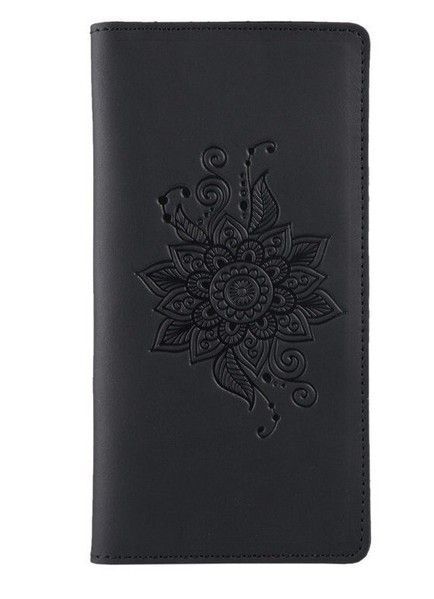 Кожаный бумажник Hi Classic Mehendi Art P-02-S19-4205-T006 Черный купить недорого в Ты Купи