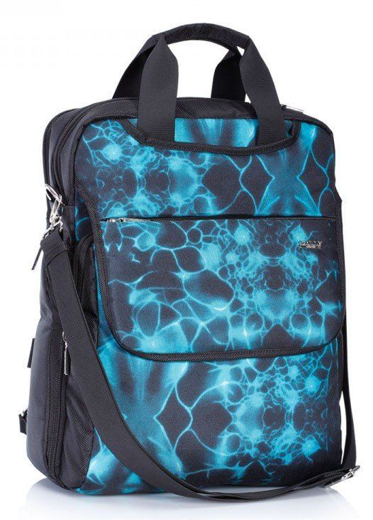 Молодіжна сумка-рюкзак з тканини Dolly 370 чорна з блакитним купити недорого в Ти Купи