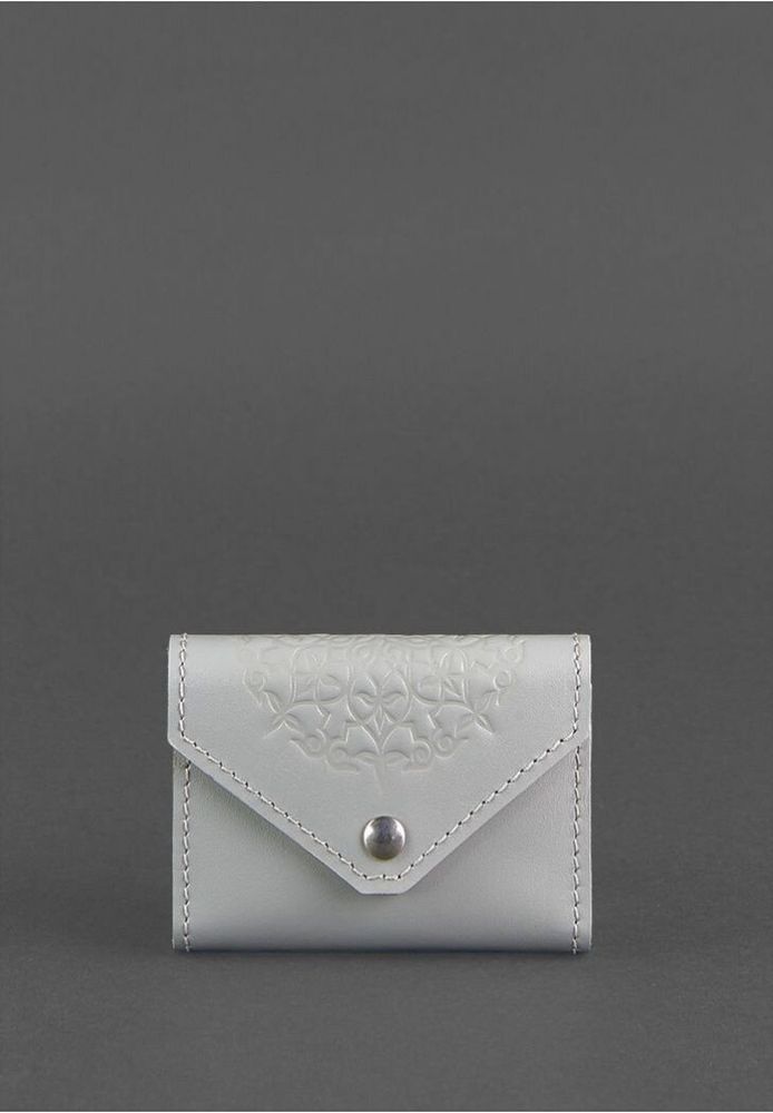 Жіночий шкіряний кард-кейс BlankNote 3.0 (Гармошка) Сірий з мандалою BN-KK-3-SHADOW купити недорого в Ти Купи