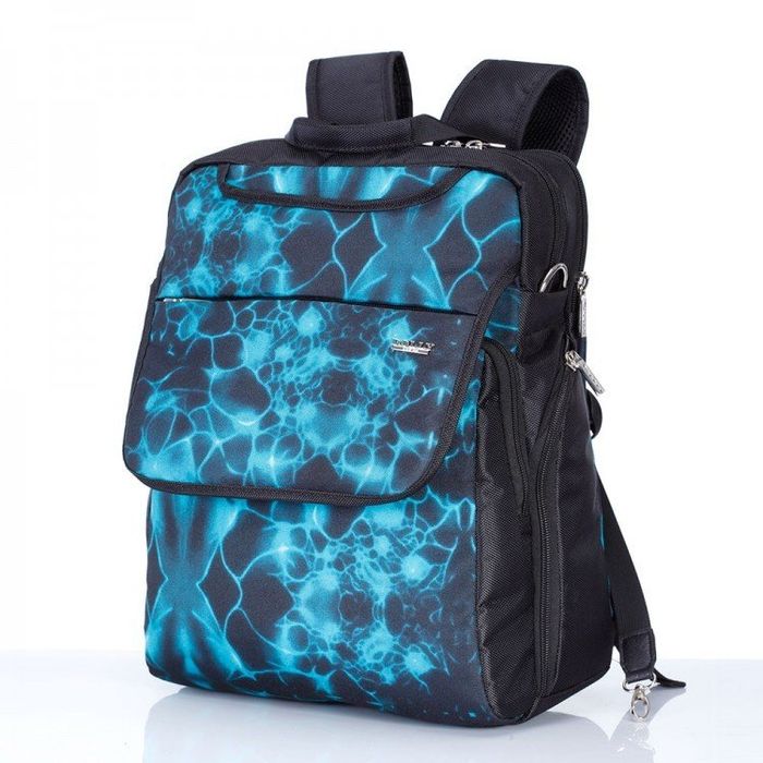 Молодіжна сумка-рюкзак з тканини Dolly 370 чорна з блакитним купити недорого в Ти Купи