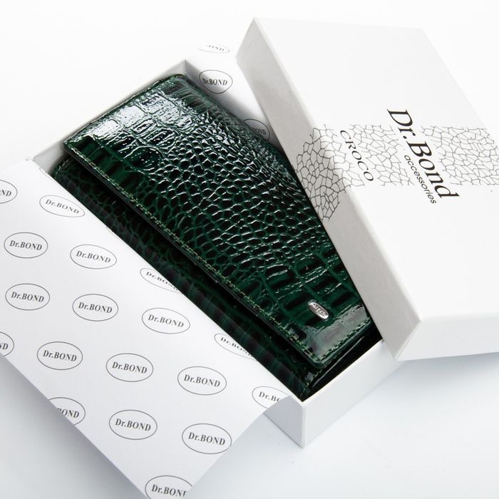 Женский лаковый кожаный кошелек PE DR. BOND PEW1-V green купить недорого в Ты Купи