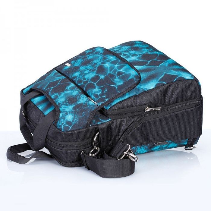 Молодежная сумка-рюкзак из ткани Dolly 370 черная с голубым купить недорого в Ты Купи