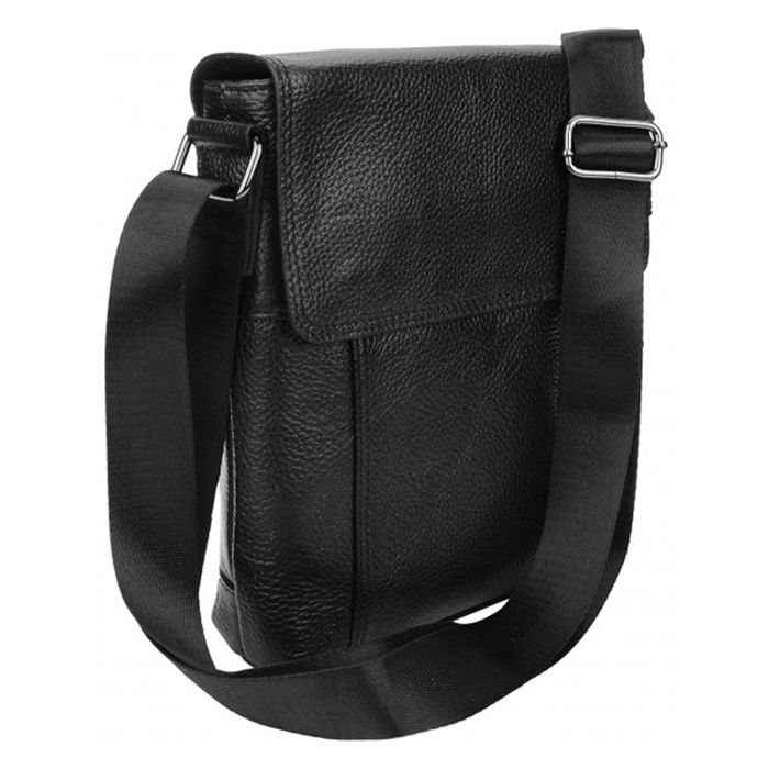 Чоловіча шкіряна сумка Borsa Leather 1t8153m-black купити недорого в Ти Купи