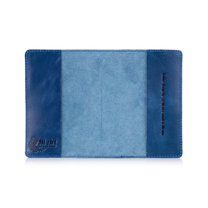 Шкіряна обкладинка на паспорт HiArt PC-01 Buta Art блакитний Блакитний купити недорого в Ти Купи
