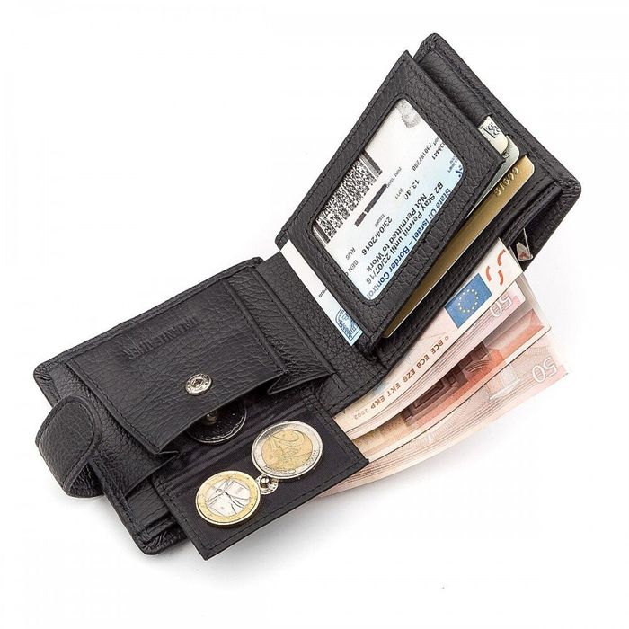 Чоловічий шкіряний гаманець ST Leather 18316 (ST114) Чорний купити недорого в Ти Купи