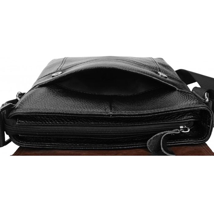 Чоловіча шкіряна сумка Borsa Leather 1t8153m-black купити недорого в Ти Купи