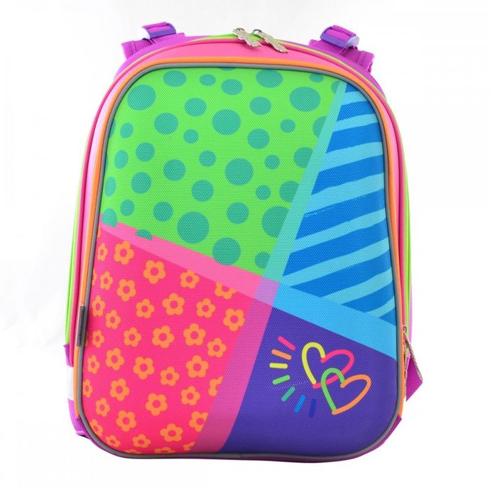 Шкільний каркасний рюкзак 1 Вересня 29х38х15 см 16 л для дівчаток H-12 Bright colors (554581) купити недорого в Ти Купи