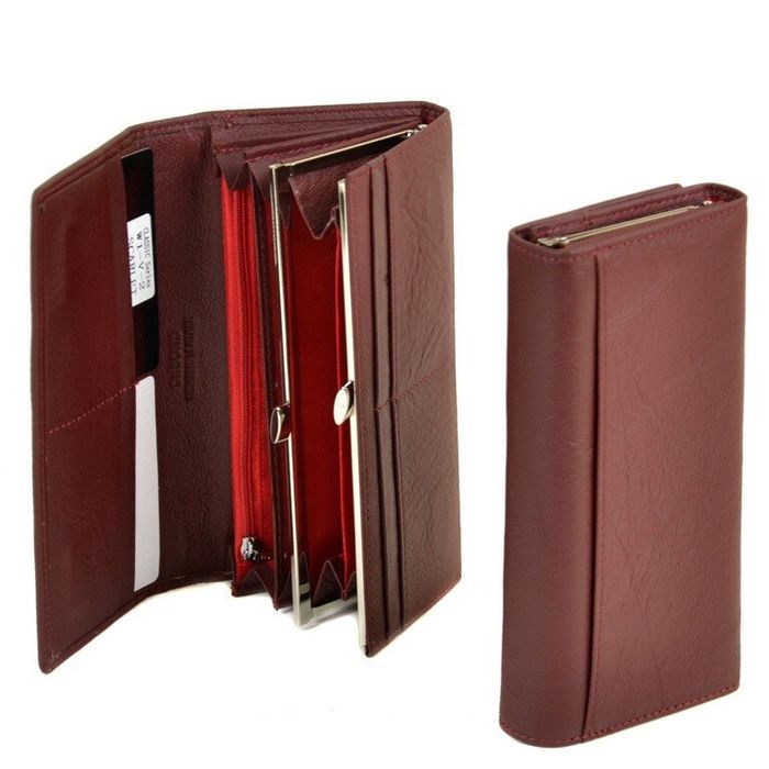 Кожаный кошелек Classik DR. BOND W1-V-2 scarlet купить недорого в Ты Купи