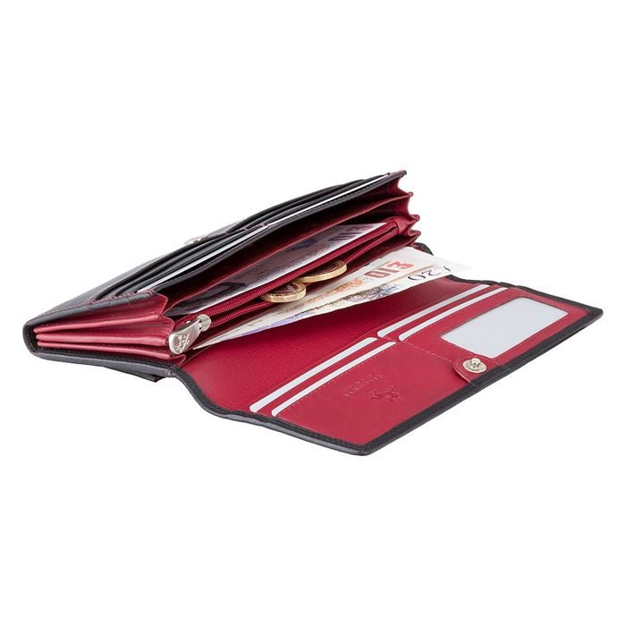 Жіночий шкіряний гаманець Visconti cd21 blk / red купити недорого в Ти Купи