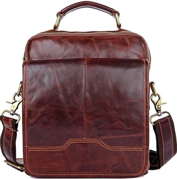 Чоловіча шкіряна сумка Vintage 14550 Темно-коричневий купити недорого в Ти Купи
